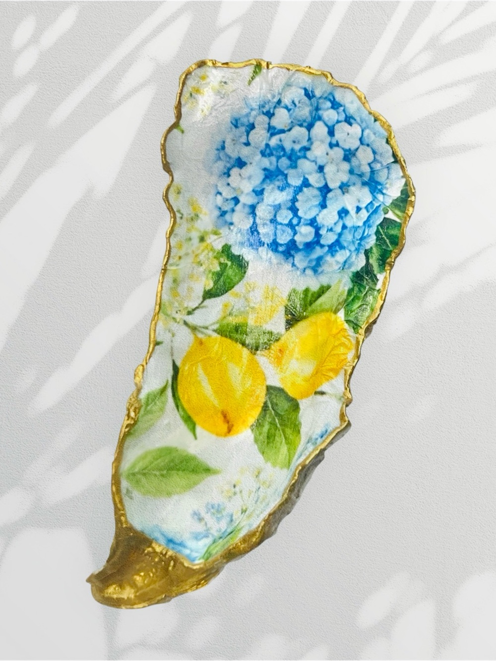 Lemons and Hydrangeas Oyster Shell Dish